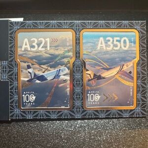 Limited edition 100 year Delta A350 10G Years Card with Gold and Blue Accents